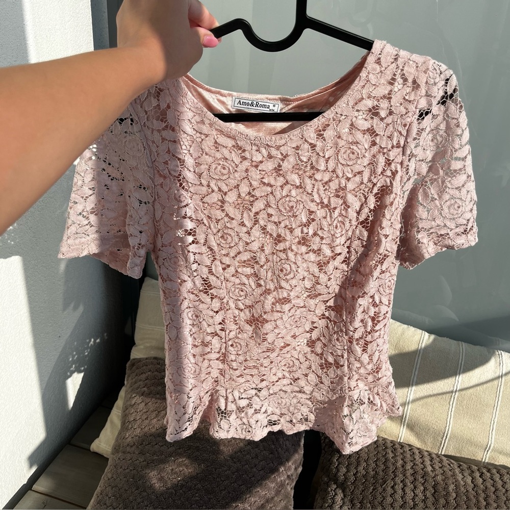 Pink lace blouse